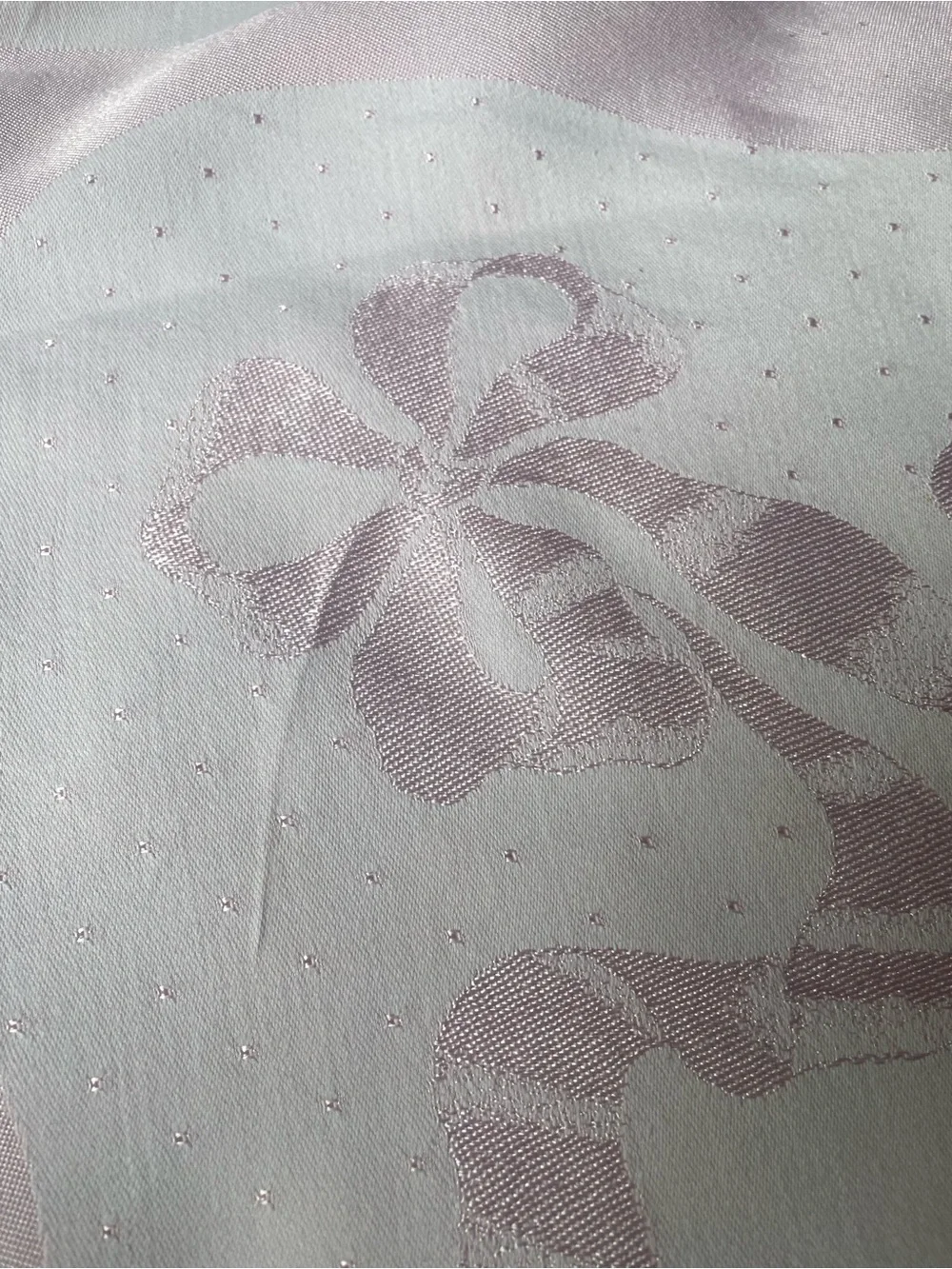 Vintage Pink Bow Damask Rectangle Tablecloth 44x60 Great Condition